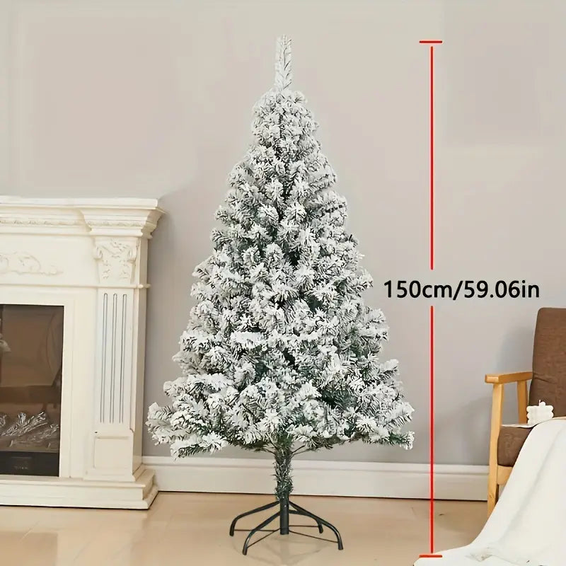 Premium Flocked Artificial Christmas Tree, 180cm/70.87 Inch Festive Holiday Decoration, Plastic Snow-Covered Spruce, Durable Non-Lit Xmas Decor for Home and Commercial Settings, Easy Assembly, Electricity-Free Use