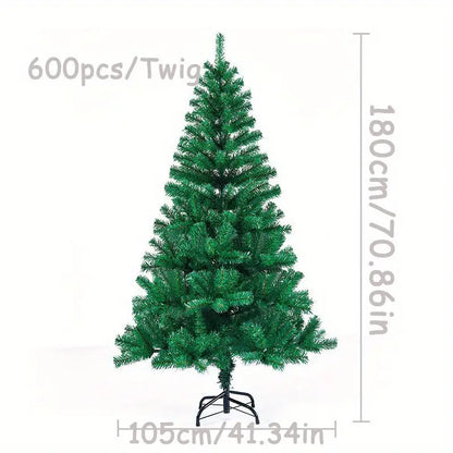 Artificial Christmas Tree, Green, Collapsible Base with 500 Branches, PVC/PE Tips, Steel Wire, No Power Needed, Perfect for Home &amp; Holiday Decor, Bohemian Style, All-Season, Cypress Family