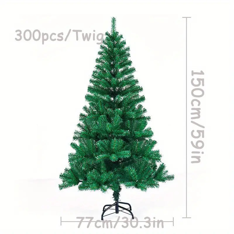 Artificial Christmas Tree, Green, Collapsible Base with 500 Branches, PVC/PE Tips, Steel Wire, No Power Needed, Perfect for Home &amp; Holiday Decor, Bohemian Style, All-Season, Cypress Family