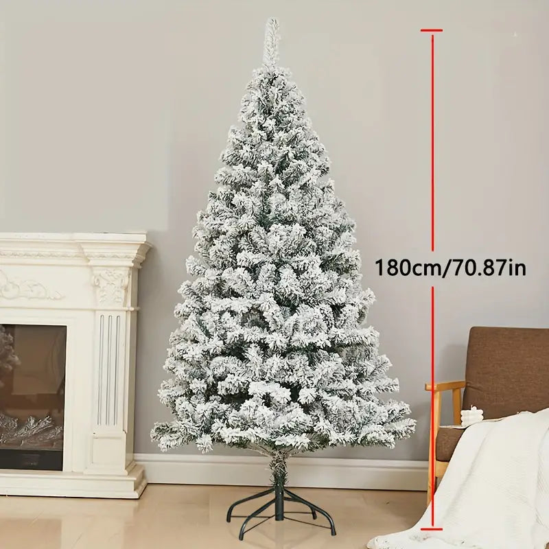 Premium Flocked Artificial Christmas Tree, 180cm/70.87 Inch Festive Holiday Decoration, Plastic Snow-Covered Spruce, Durable Non-Lit Xmas Decor for Home and Commercial Settings, Easy Assembly, Electricity-Free Use