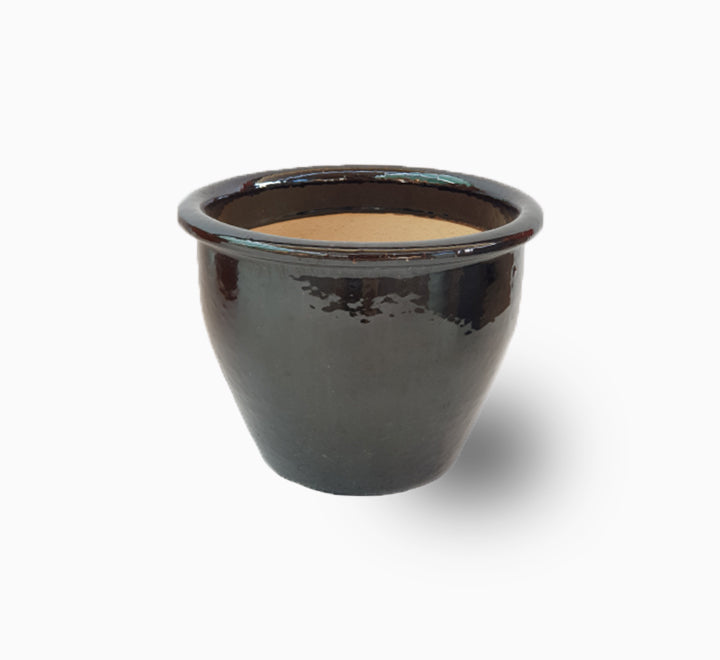 Black Rolled Rim Pot Outdoor Ceramic Pot ,Garden Pots