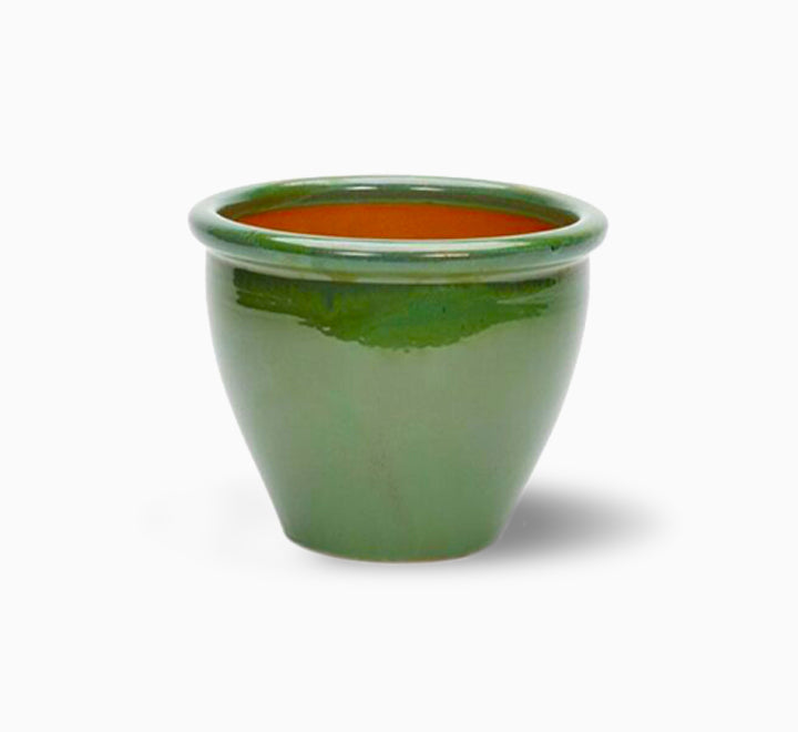 Green Rolled Rim Pot Outdoor Ceramic Pot ,Garden Pots