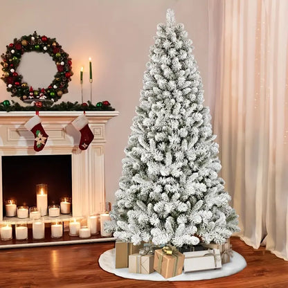 Premium Flocked Artificial Christmas Tree, 180cm/70.87 Inch Festive Holiday Decoration, Plastic Snow-Covered Spruce, Durable Non-Lit Xmas Decor for Home and Commercial Settings, Easy Assembly, Electricity-Free Use