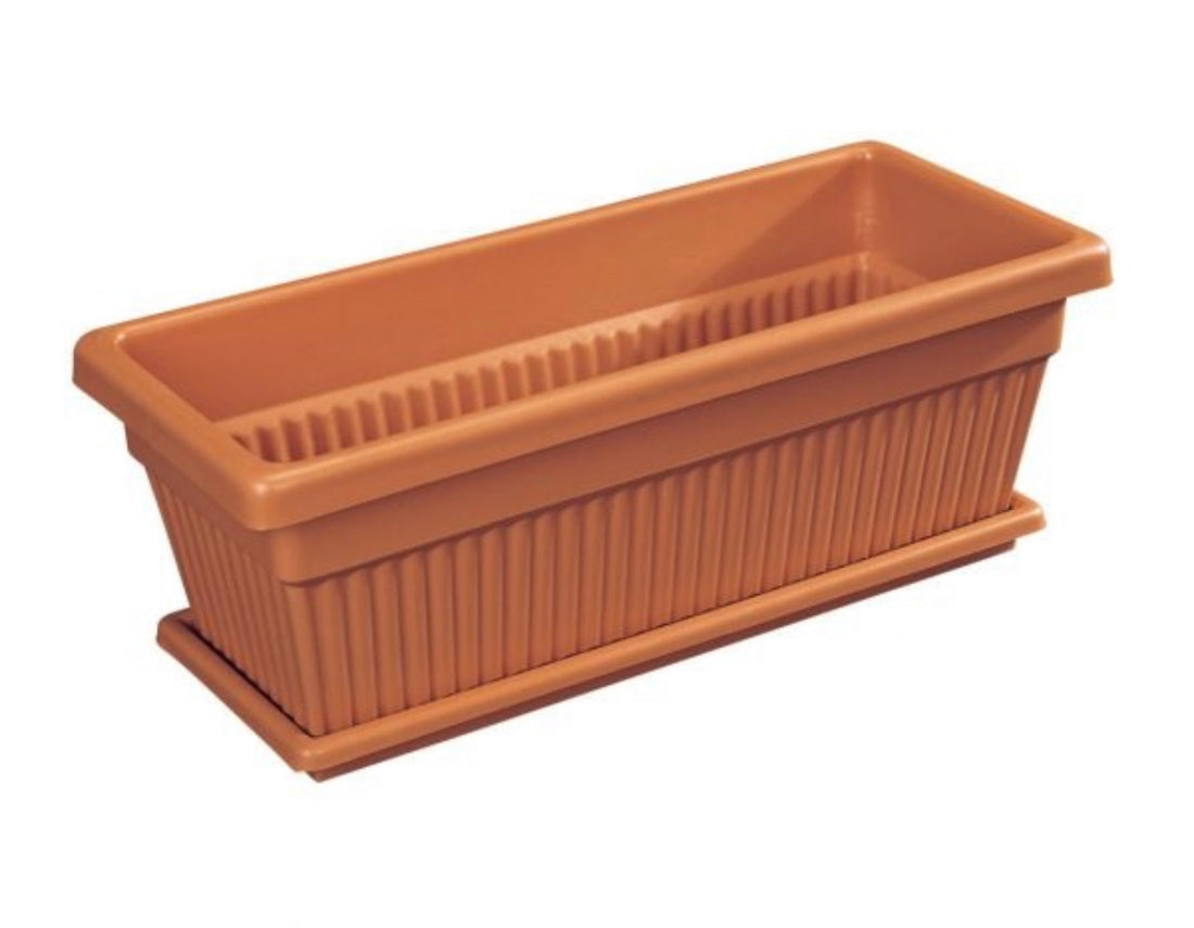 Cosmoplast Rectangle Planter 18 inch With Tray Terracotta